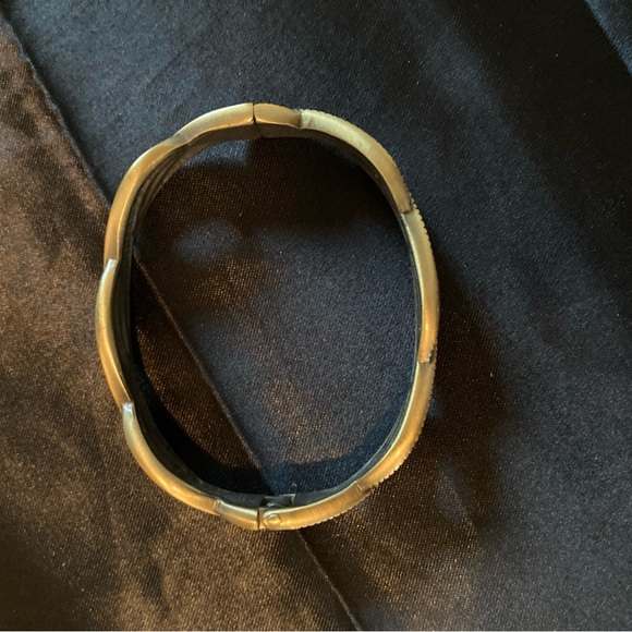 Burnished bronze CZ hinged bracelet - Picture 5 of 8